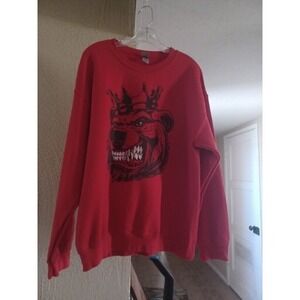 RED Grizzly Bear King HIP hop CREWNECK MENS LARGE